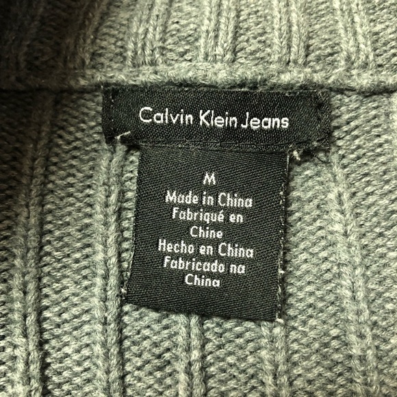 Calvin Klein Grey Zip Up Sweater Med - Picture 3 of 10
